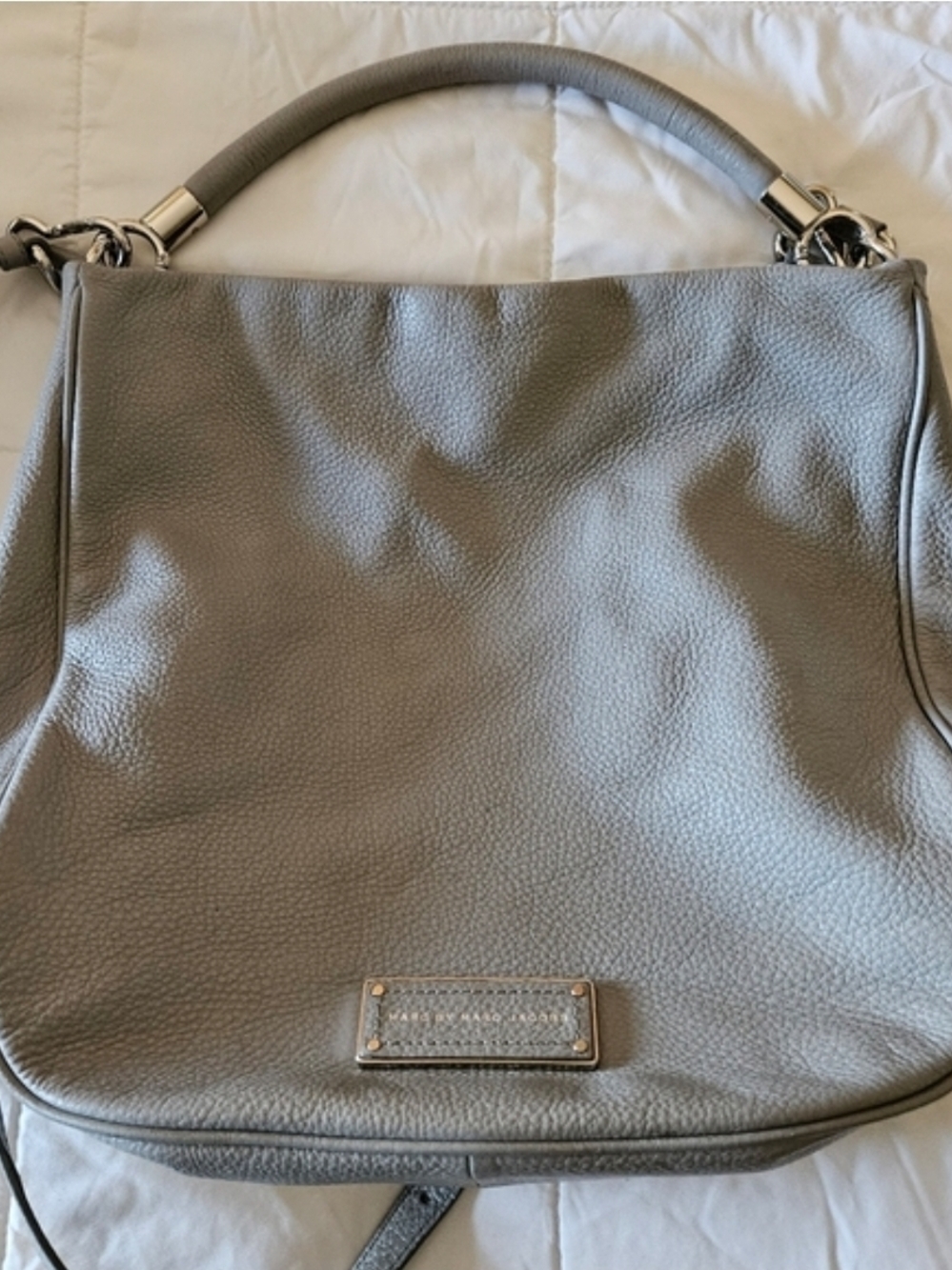 Marc Jacobs Gray Pebbled Leather Shoulder Bag